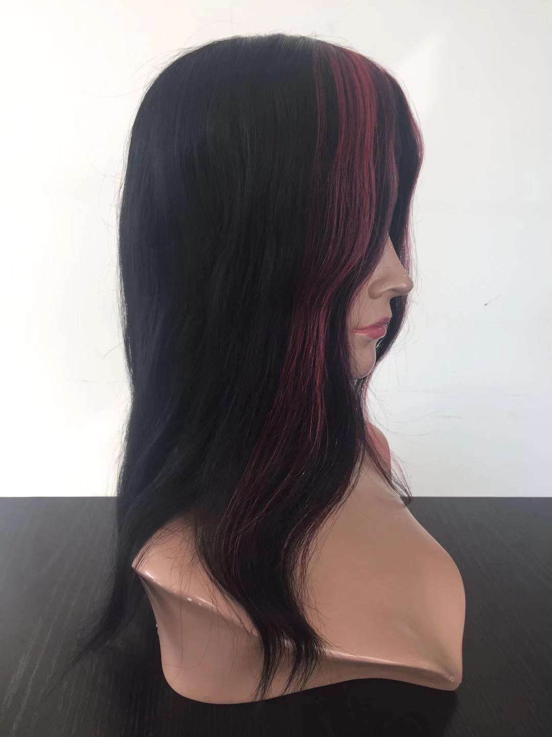 Customized toupee with highlight colors long hair toupee red  YL299